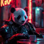 Half robot panda